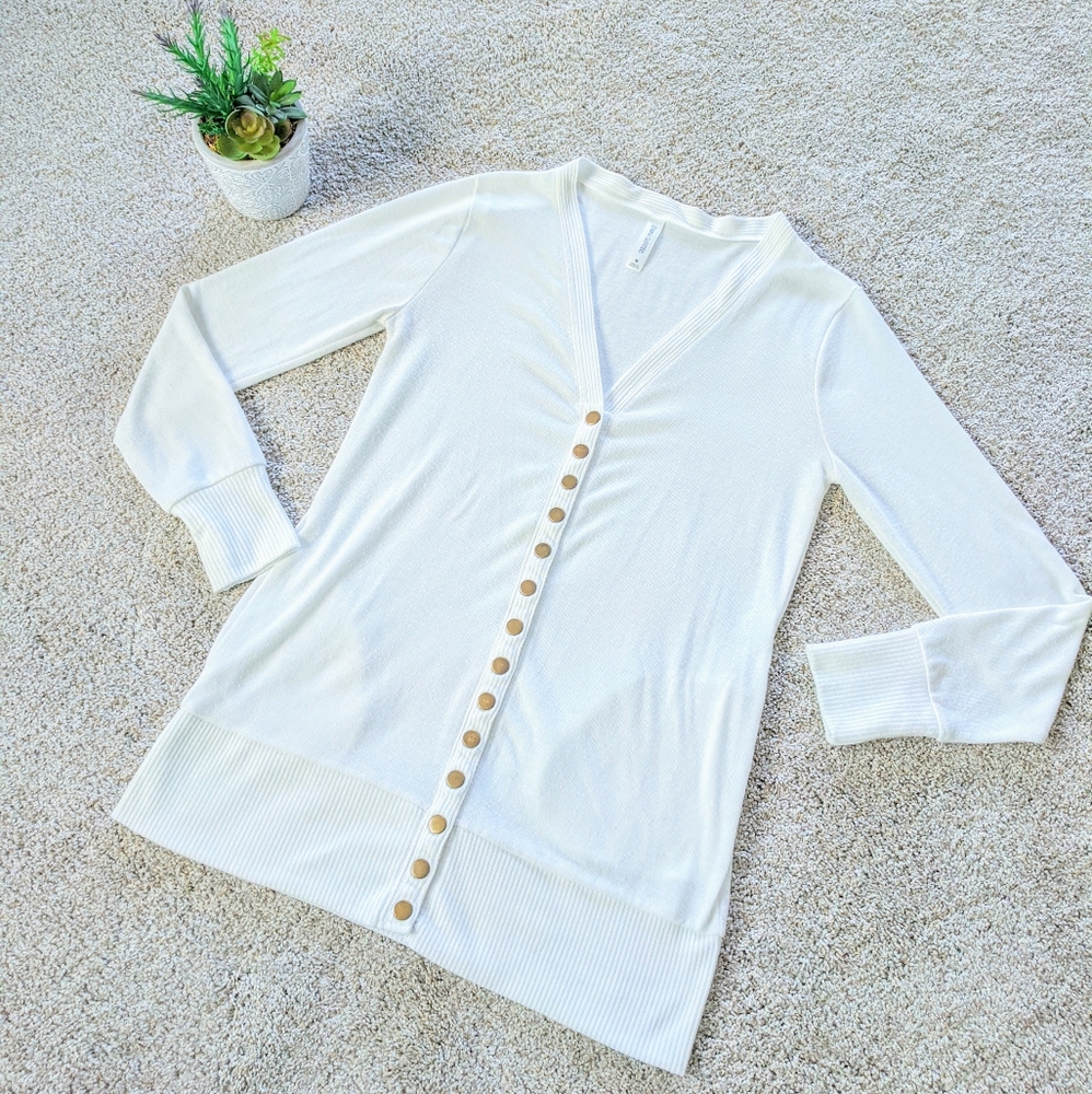 🌹Zenana Outfitters White Long Cardigan Medium🌹